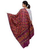 Banjara India Women's Pure Cotton Aari Embroidery & Foil Mirrors Dupatta (Rasna) Magenta Violet - RSN10 - Banjara India