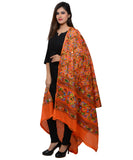 Banjara India Women's Pure Cotton Aari Embroidery & Foil Mirrors Dupatta (Rasna) Tangy Orange - RSN11 - Banjara India