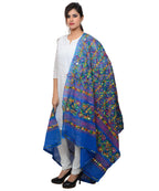 Banjara India Women's Pure Cotton Aari Embroidery & Foil Mirrors Dupatta (Rasna) Blue - RSN12 - Banjara India