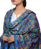 Banjara India Women's Pure Cotton Aari Embroidery & Foil Mirrors Dupatta (Rasna) Blue - RSN12 - Banjara India