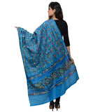 Banjara India Women's Pure Cotton Aari Embroidery & Foil Mirrors Dupatta (Rasna) Turquoise - RSN13 - Banjara India