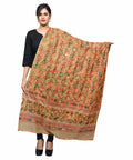 Banjara India Women's Pure Cotton Aari Embroidery & Foil Mirrors Dupatta (Rasna) Beige - RSN14 - Banjara India