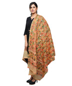 Banjara India Women's Pure Cotton Aari Embroidery & Foil Mirrors Dupatta (Rasna) Beige - RSN14 - Banjara India