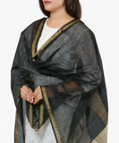 Banarasi Solid Cotton Silk Dupatta-Black
