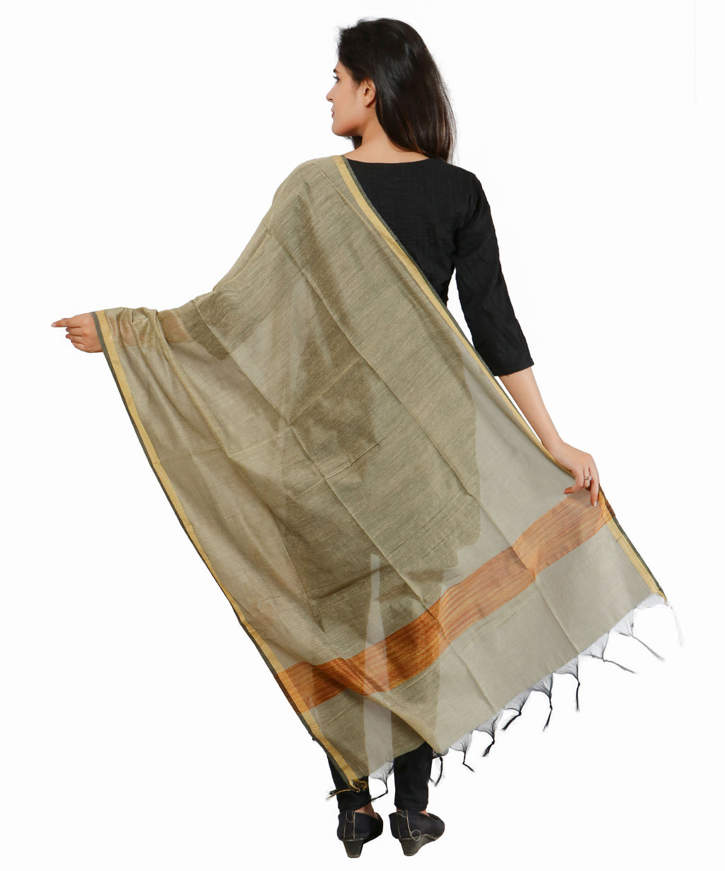 Banarasi Solid Cotton Silk Dupatta-Copper