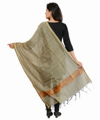 Banarasi Solid Cotton Silk Dupatta-Copper