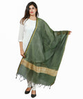 Banarasi Solid Cotton Silk Dupatta-Green