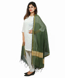 Banarasi Solid Cotton Silk Dupatta-Green