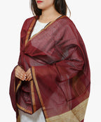 Banarasi Solid Cotton Silk Dupatta-Coffee