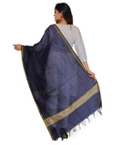 Banarasi Solid Cotton Silk Dupatta-Blue