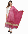 Banarasi Solid Cotton Silk Dupatta-Wine