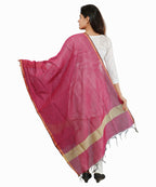Banarasi Solid Cotton Silk Dupatta-Wine