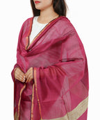 Banarasi Solid Cotton Silk Dupatta-Wine