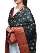 Banarasi Kora Silk Zari Dupatta with Shaded Border - Black