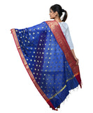 Banarasi Kora Silk Zari Dupatta with Shaded Border - Blue