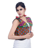 Banjara India Women's Cotton Blend Kutchi Embroidered Sleeveless Short Jacket/Koti/Shrug (Bullet) - SJK-BLT01 - Banjara India