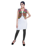 Banjara India Women's Cotton Blend Kutchi Embroidered Sleeveless Short Jacket/Koti/Shrug (Bullet) - SJK-BLT01 - Banjara India