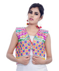 Banjara India Women's Cotton Blend Kutchi Embroidered Sleeveless Short Jacket/Koti/Shrug (Bullet) - SJK-BLT02 - Banjara India