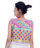 Banjara India Women's Cotton Blend Kutchi Embroidered Sleeveless Short Jacket/Koti/Shrug (Bullet) - SJK-BLT02 - Banjara India