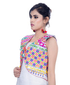 Banjara India Women's Cotton Blend Kutchi Embroidered Sleeveless Short Jacket/Koti/Shrug (Bullet) - SJK-BLT02 - Banjara India