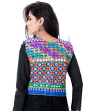 Banjara India Women's Cotton Blend Kutchi Embroidered Sleeveless Short Jacket/Koti/Shrug (Bullet) - SJK-BLT04 - Banjara India