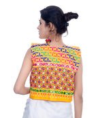 Banjara India Women's Cotton Blend Kutchi Embroidered Sleeveless Short Jacket/Koti/Shrug (Bullet) - SJK-BLT05 - Banjara India