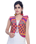 Banjara India Women's Cotton Blend Kutchi Embroidered Sleeveless Short Jacket/Koti/Shrug (Bullet) - SJK-BLT06 - Banjara India