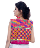 Banjara India Women's Cotton Blend Kutchi Embroidered Sleeveless Short Jacket/Koti/Shrug (Bullet) - SJK-BLT06 - Banjara India