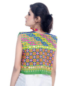 Banjara India Women's Cotton Blend Kutchi Embroidered Sleeveless Short Jacket/Koti/Shrug (Bullet) - SJK-BLT07 - Banjara India