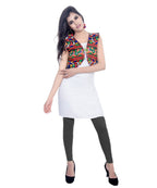 Banjara India Women's Cotton Blend Kutchi Embroidered Sleeveless Short Jacket/Koti/Shrug (Chidiya) - SJK-CDY01 - Banjara India