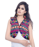 Banjara India Women's Cotton Blend Kutchi Embroidered Sleeveless Short Jacket/Koti/Shrug (Chokdo) - SJK-CKD01 - Banjara India