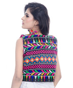 Banjara India Women's Cotton Blend Kutchi Embroidered Sleeveless Short Jacket/Koti/Shrug (Chokdo) - SJK-CKD01 - Banjara India