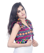 Banjara India Women's Cotton Blend Kutchi Embroidered Sleeveless Short Jacket/Koti/Shrug (Chokdo) - SJK-CKD01 - Banjara India