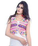 Banjara India Women's Cotton Blend Kutchi Embroidered Sleeveless Short Jacket/Koti/Shrug (Chokdo) - SJK-CKD02 - Banjara India