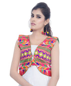 Banjara India Women's Cotton Blend Kutchi Embroidered Sleeveless Short Jacket/Koti/Shrug (Chokdo) - SJK-CKD03 - Banjara India