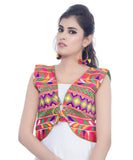 Banjara India Women's Cotton Blend Kutchi Embroidered Sleeveless Short Jacket/Koti/Shrug (Chokdo) - SJK-CKD03 - Banjara India