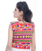 Banjara India Women's Cotton Blend Kutchi Embroidered Sleeveless Short Jacket/Koti/Shrug (Chokdo) - SJK-CKD03 - Banjara India