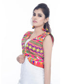 Banjara India Women's Cotton Blend Kutchi Embroidered Sleeveless Short Jacket/Koti/Shrug (Chokdo) - SJK-CKD03 - Banjara India
