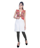 Banjara India Women's Cotton Blend Kutchi Embroidered Sleeveless Short Jacket/Koti/Shrug (Chokdo) - SJK-CKD03 - Banjara India