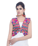 Banjara India Women's Cotton Blend Kutchi Embroidered Sleeveless Short Jacket/Koti/Shrug (Chokdo) - SJK-CKD06 - Banjara India