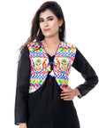 Banjara India Women's Cotton Blend Kutchi Embroidered Sleeveless Short Jacket/Koti/Shrug (Duck ) - SJK-DCK02 - Banjara India