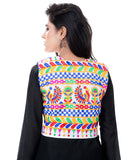 Banjara India Women's Cotton Blend Kutchi Embroidered Sleeveless Short Jacket/Koti/Shrug (Duck ) - SJK-DCK02 - Banjara India