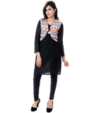Banjara India Women's Cotton Blend Kutchi Embroidered Sleeveless Short Jacket/Koti/Shrug (Duck ) - SJK-DCK02 - Banjara India