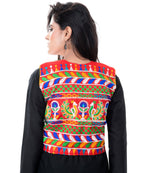 Banjara India Women's Cotton Blend Kutchi Embroidered Sleeveless Short Jacket/Koti/Shrug (Duck ) - SJK-DCK03 - Banjara India