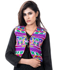 Banjara India Women's Cotton Blend Kutchi Embroidered Sleeveless Short Jacket/Koti/Shrug (Duck ) - SJK-DCK04 - Banjara India