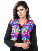 Banjara India Women's Cotton Blend Kutchi Embroidered Sleeveless Short Jacket/Koti/Shrug (Duck ) - SJK-DCK04 - Banjara India