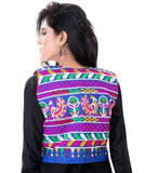 Banjara India Women's Cotton Blend Kutchi Embroidered Sleeveless Short Jacket/Koti/Shrug (Duck ) - SJK-DCK04 - Banjara India