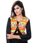 Banjara India Women's Cotton Blend Kutchi Embroidered Sleeveless Short Jacket/Koti/Shrug (Duck ) - SJK-DCK05 - Banjara India
