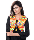 Banjara India Women's Cotton Blend Kutchi Embroidered Sleeveless Short Jacket/Koti/Shrug (Duck ) - SJK-DCK05 - Banjara India
