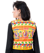 Banjara India Women's Cotton Blend Kutchi Embroidered Sleeveless Short Jacket/Koti/Shrug (Duck ) - SJK-DCK05 - Banjara India